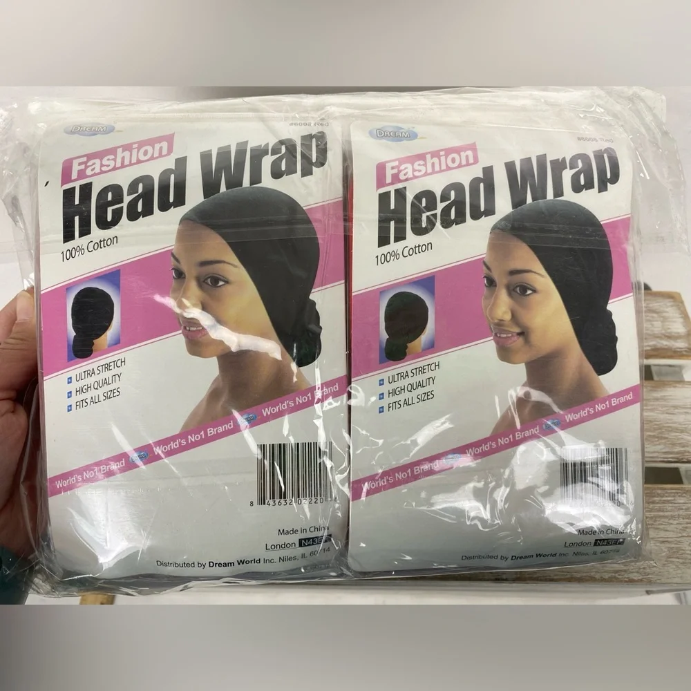 Dreamworld fashion head wrap 100% cotton womens red fits all sizes 12/PKG bundle